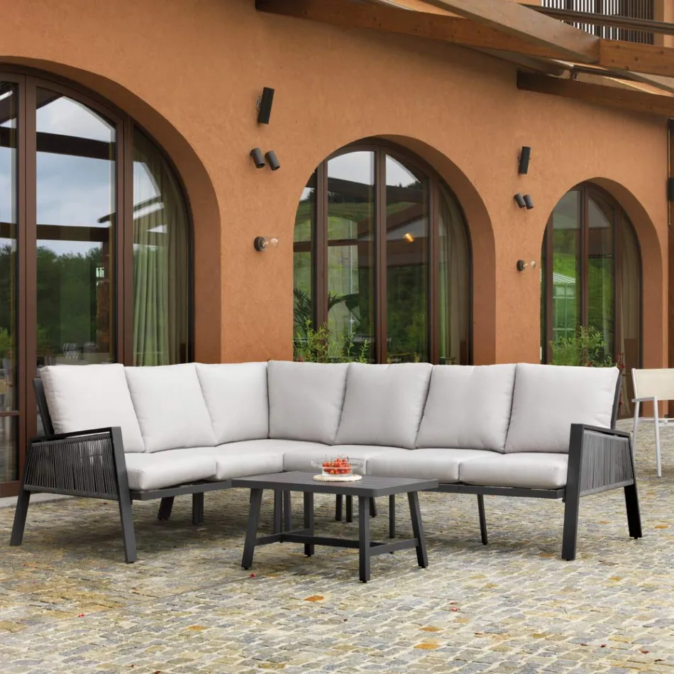Garden Lounge with Sofa and Coffee Table Made of Aluminium - Label Viadurini