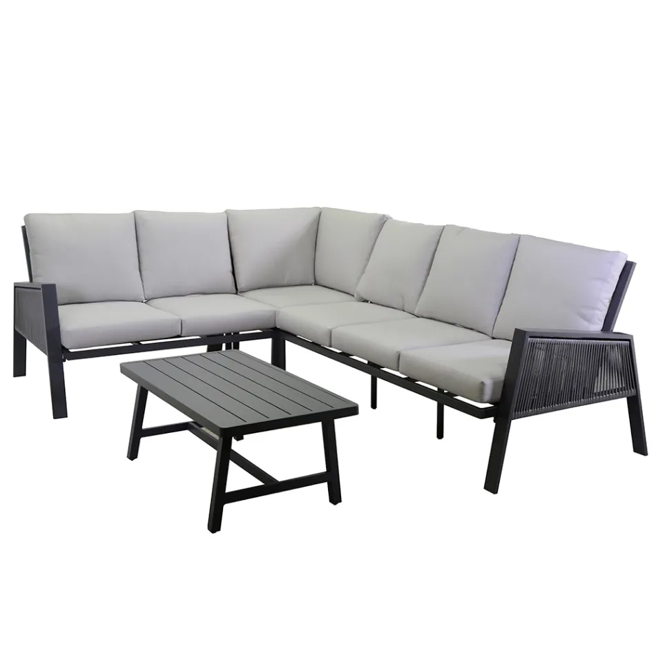 Garden Lounge with Sofa and Coffee Table Made of Aluminium - Label Viadurini