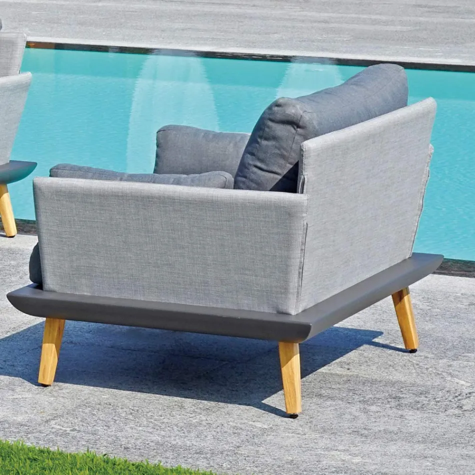 Garden Lounge with Anthracite Grey Aluminium Structure - Fouquer Viadurini