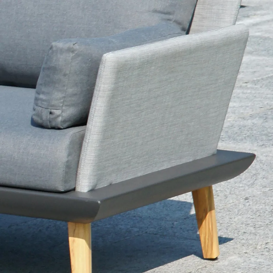 Garden Lounge with Anthracite Grey Aluminium Structure - Fouquer Viadurini