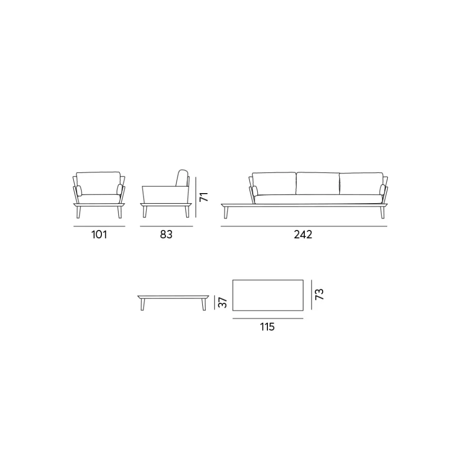 Garden Lounge with Anthracite Grey Aluminium Structure - Fouquer Viadurini