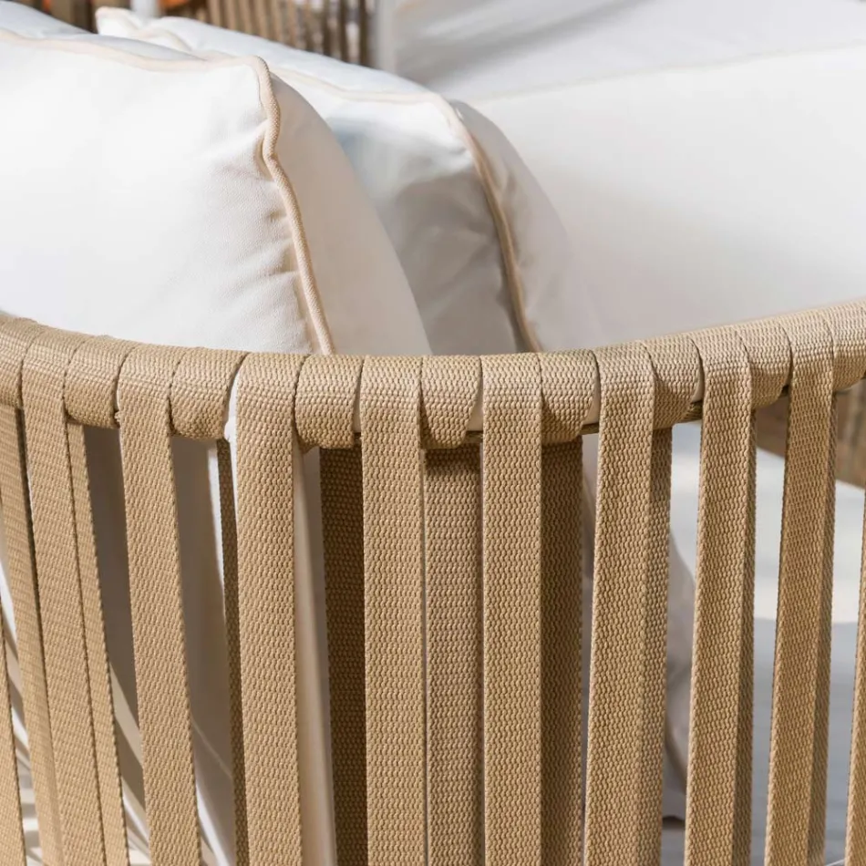 Garden Lounge in White Aluminium and Fabric - Eugene Viadurini