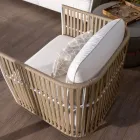 Garden Lounge in White Aluminium and Fabric - Eugene Viadurini