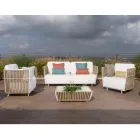 Garden Lounge in White Aluminium and Fabric - Eugene Viadurini