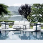 Aluminum Garden Lounge Set and 2 Aluminum Coffee Tables - Brisa Viadurini