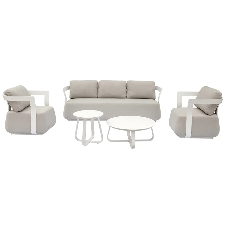 Aluminum Garden Lounge Set and 2 Aluminum Coffee Tables - Brisa Viadurini