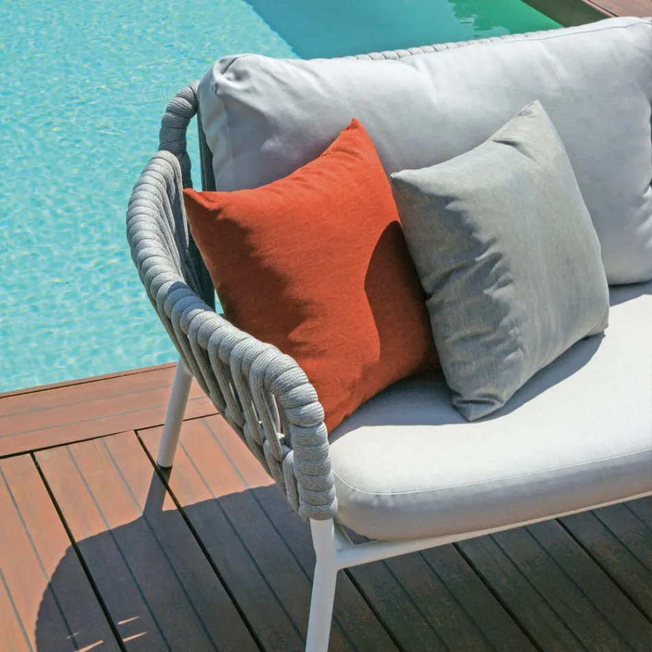 Aluminium and Rope Garden Lounge with Coffee Table - Dingo Viadurini