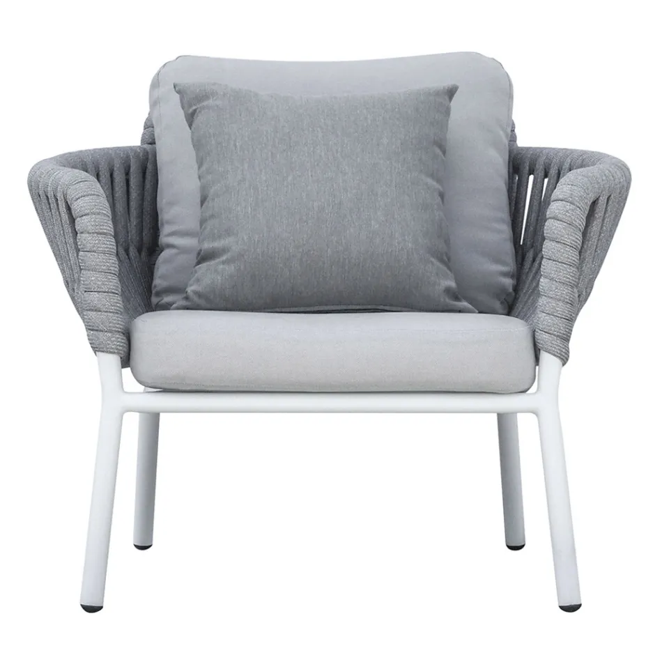 Aluminium and Rope Garden Lounge with Coffee Table - Dingo Viadurini