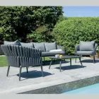 Narin Aluminum and Rope Upholstered Garden Lounge Set with Cushions Viadurini