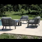 Smeria Aluminum and Woven Rope Garden Lounge Set with Cushions Viadurini