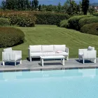Aluminium and Fabric Upholstered Garden Lounge Set with Cushions - Vetra Viadurini
