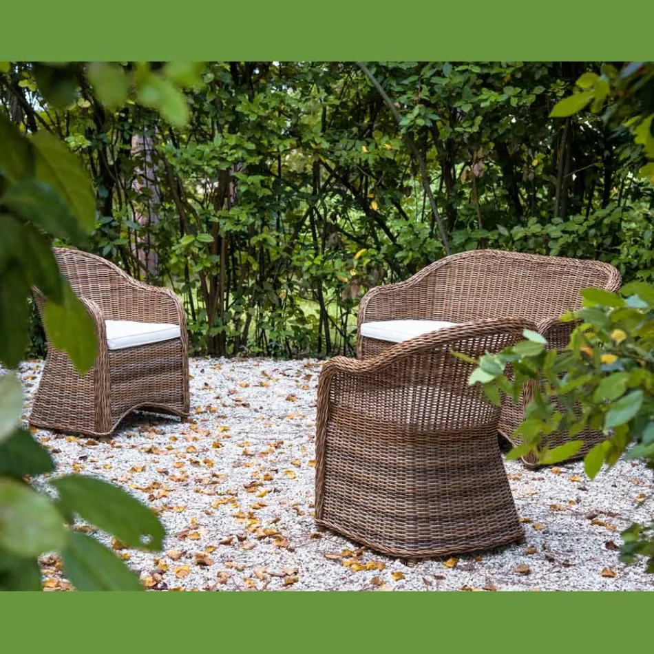Garden lounge in Aluminium and Polyrattan Weaving - Melina Viadurini