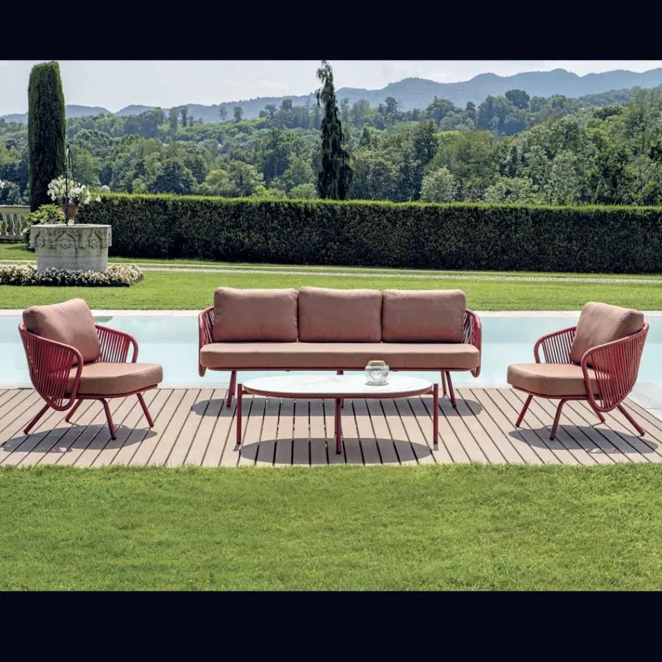 Red or Green Aluminium Garden Lounge - Regalrise Viadurini