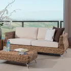 Garden Lounge in Banana Weaving with Cushions - Legolas Viadurini