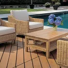 Wooden Garden Lounge Set with Rattan and Removable Cushions - Silvara Viadurini