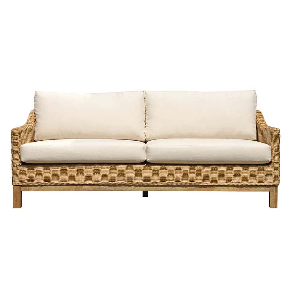 Wooden Garden Lounge Set with Rattan and Removable Cushions - Silvara Viadurini