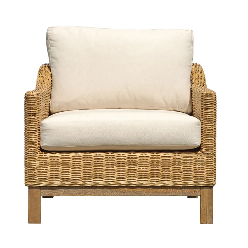 Wooden Garden Lounge Set with Rattan and Removable Cushions - Silvara Viadurini