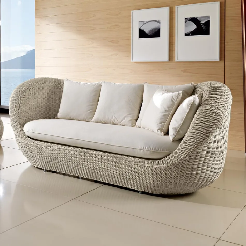 Garden lounge set in hand-woven polyrattan - Eder Viadurini