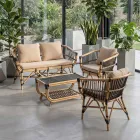 Garden lounge set in natural rattan with cushions included - Catelyn Viadurini