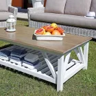 Outdoor Lounge with Mango Wood Coffee Table and Polycotton Cushions - Orlanda Viadurini