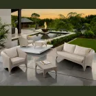 Polyrattan Lounge Brand REHAU in Different Finishes and White Cushions - Madness Viadurini