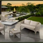 Polyrattan Lounge Brand REHAU in Different Finishes and White Cushions - Madness Viadurini