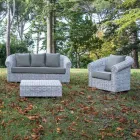 Outdoor lounge in natural Kubù fibre with cushions - Isildur Viadurini