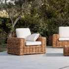 Outdoor Lounge in Natural Rattan, Cushions Included, – Keira Viadurini