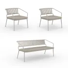 Garden lounge with armchairs and metal sofa Made in Italy - Prato Viadurini