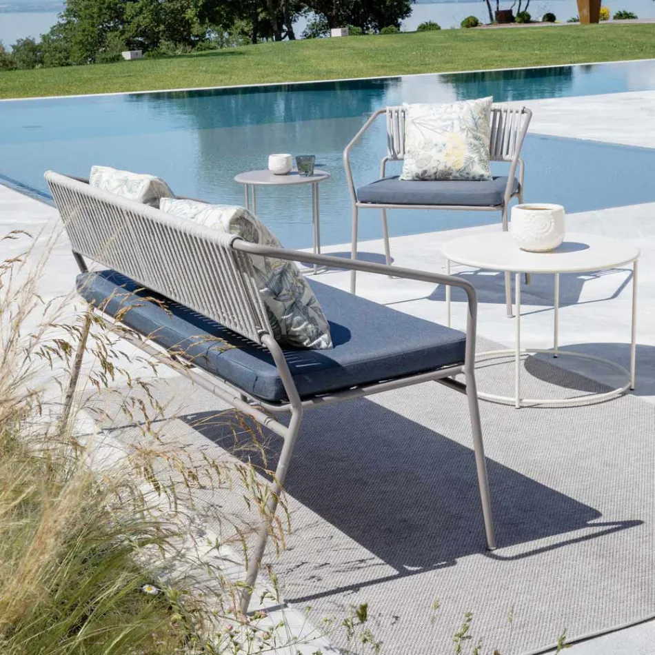 Garden lounge with armchairs and metal sofa Made in Italy - Prato Viadurini