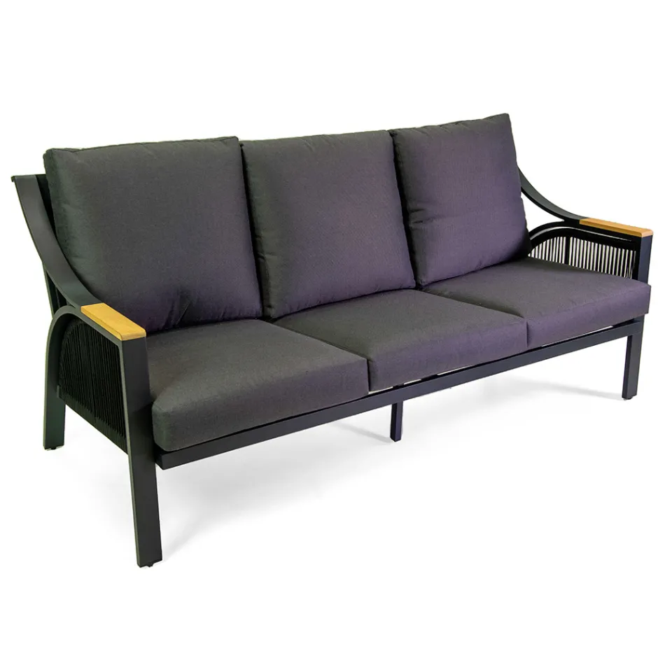 Lounge Made of Aluminium with Brazilian Teak Armrests - Diary Viadurini