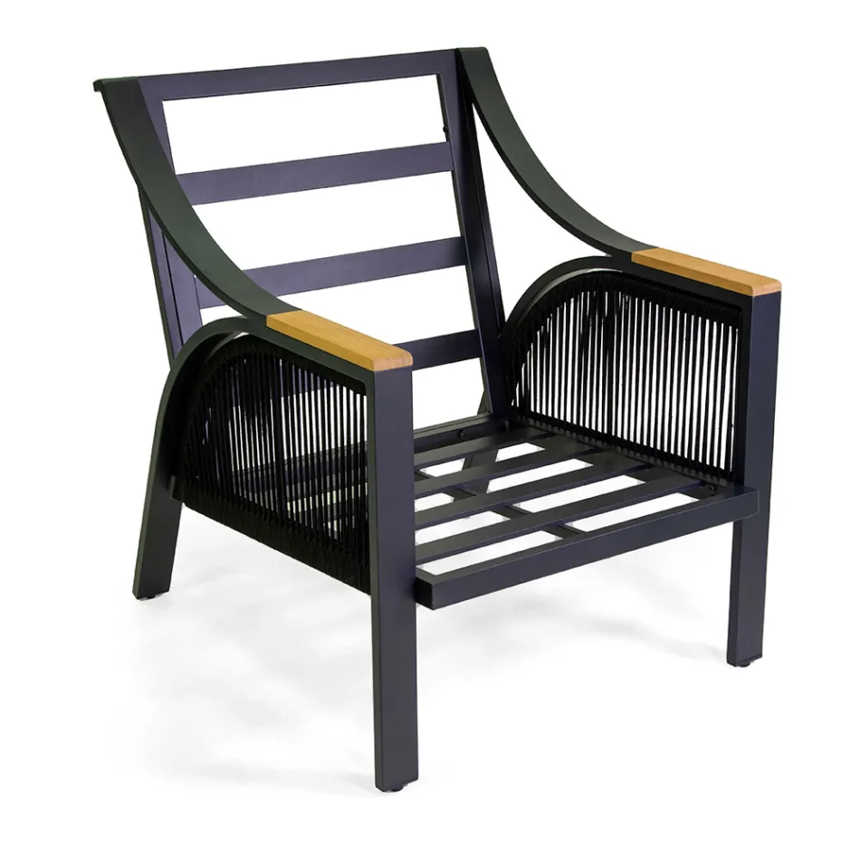 Lounge Made of Aluminium with Brazilian Teak Armrests - Diary Viadurini