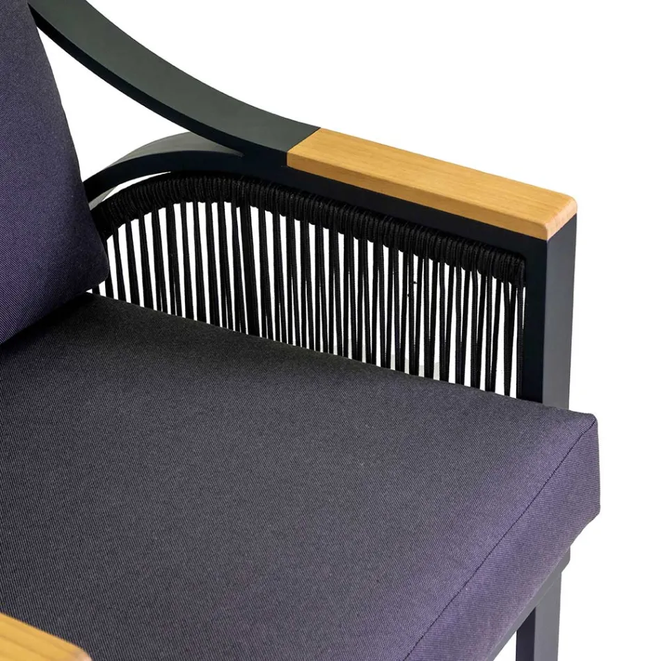 Lounge Made of Aluminium with Brazilian Teak Armrests - Diary Viadurini