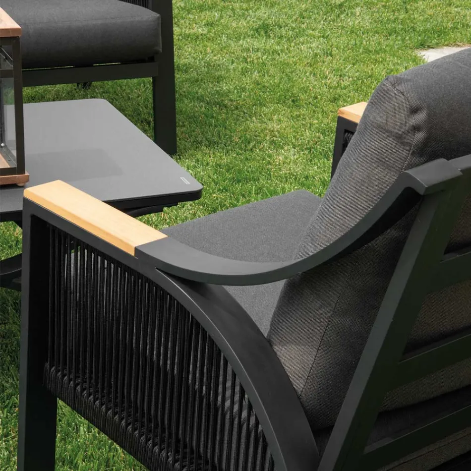 Lounge Made of Aluminium with Brazilian Teak Armrests - Diary Viadurini