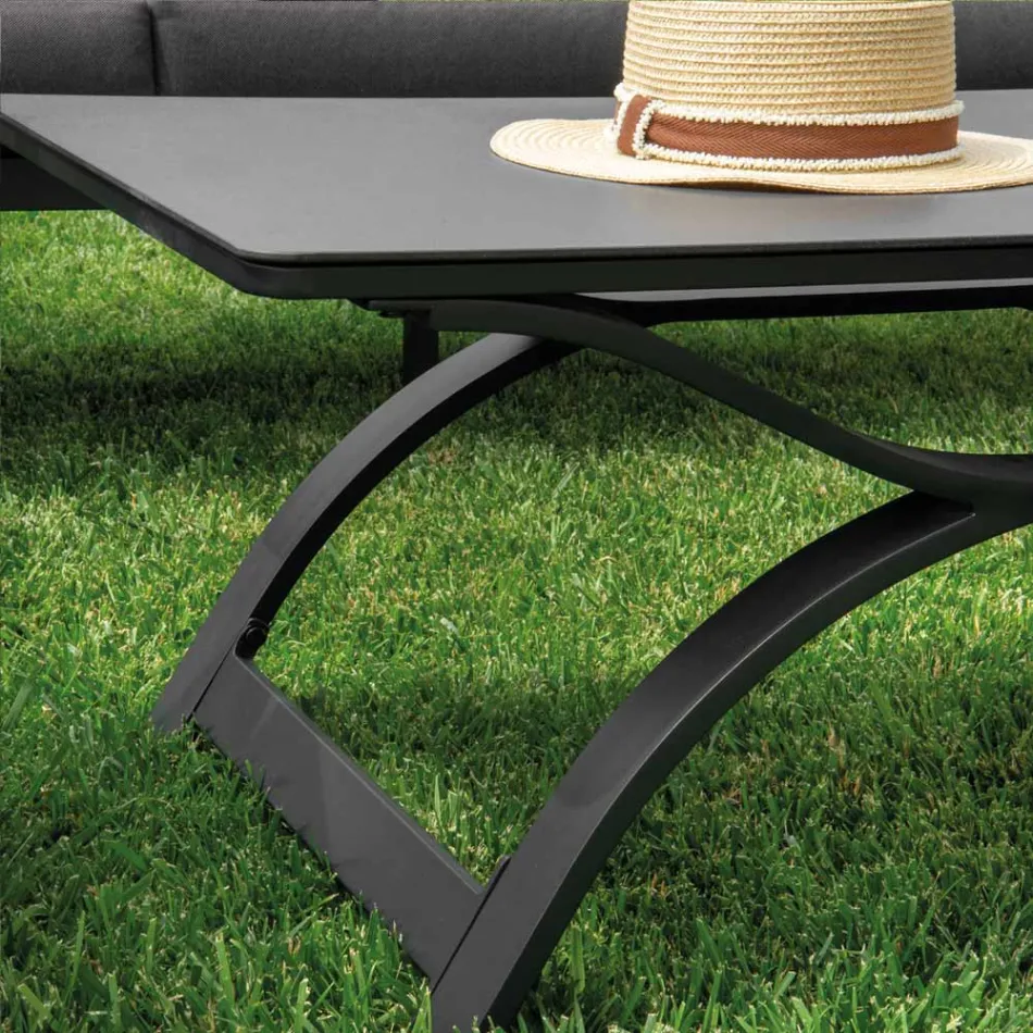 Lounge Made of Aluminium with Brazilian Teak Armrests - Diary Viadurini