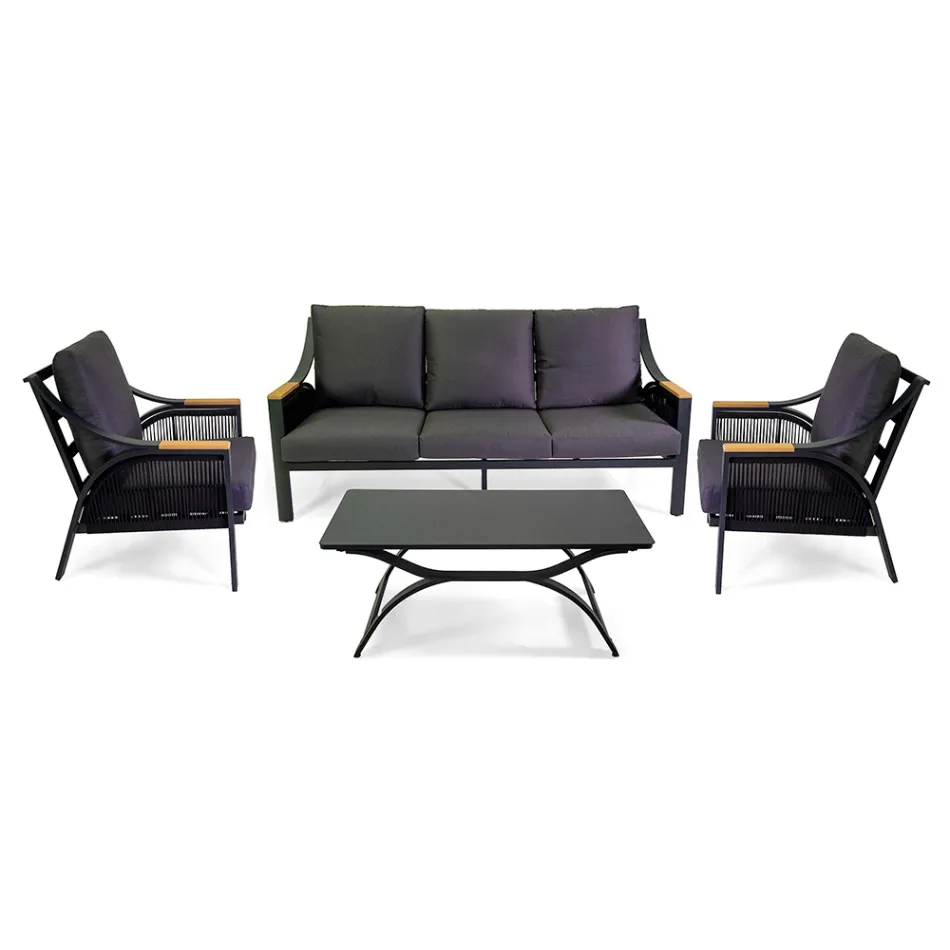 Lounge Made of Aluminium with Brazilian Teak Armrests - Diary Viadurini