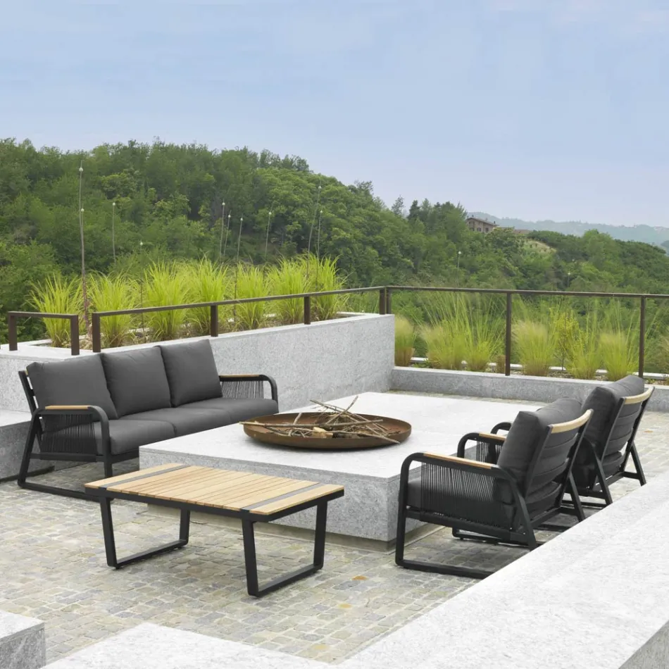 Lounge Made of Aluminium with Brazilian Teak Details - Diary Viadurini