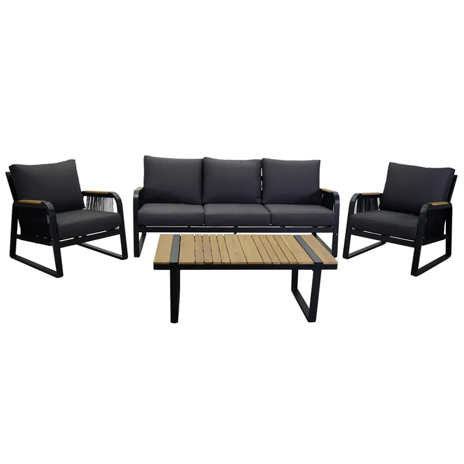 Lounge Made of Aluminium with Brazilian Teak Details - Diary Viadurini