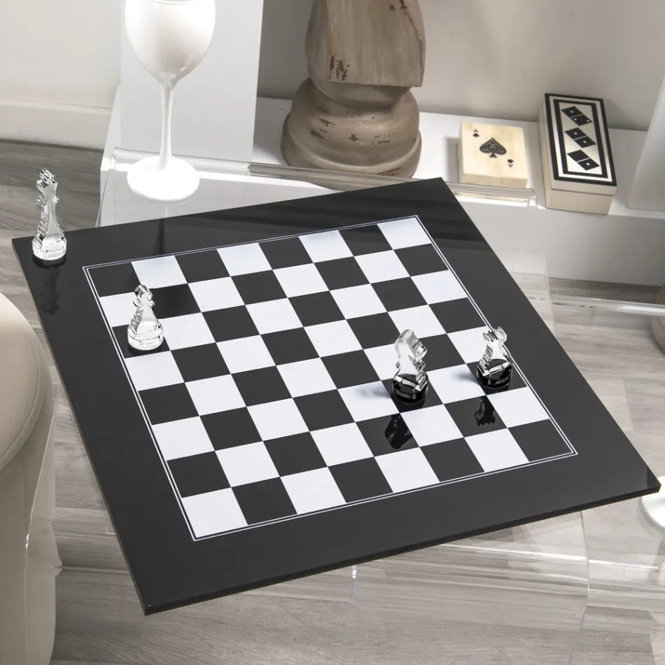 Modern Black or White Plexiglass Chessboard Made in Italy - Checkmate Viadurini
