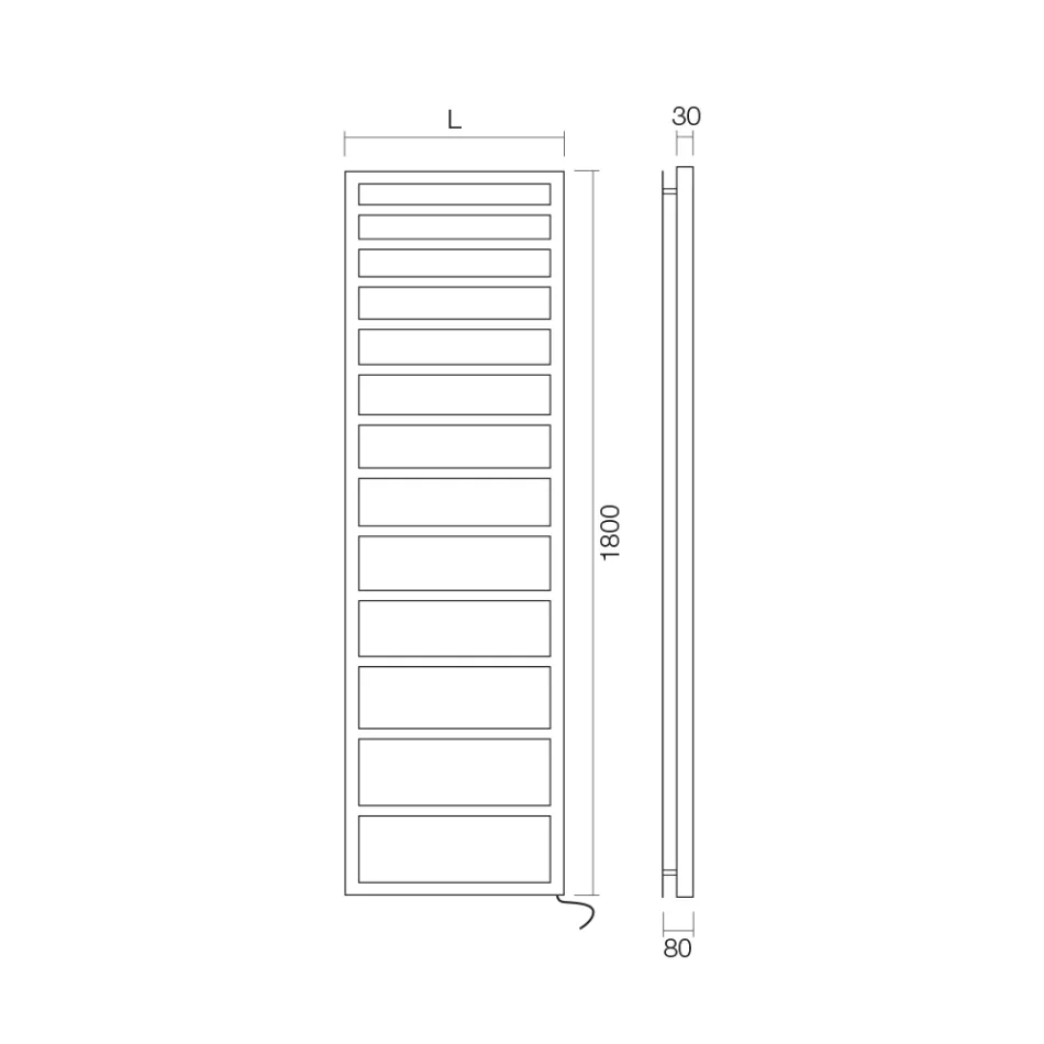 Electric Towel Warmer with Simple Queues in Steel Made in Italy - Pistachio Viadurini