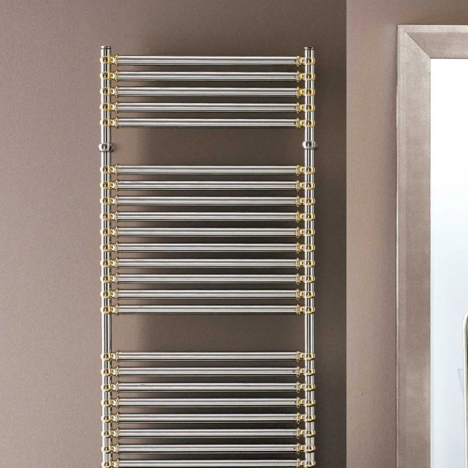 Electric Towel Warmer in Steel Chrome and Gold Finish Made in Italy - Laura Viadurini