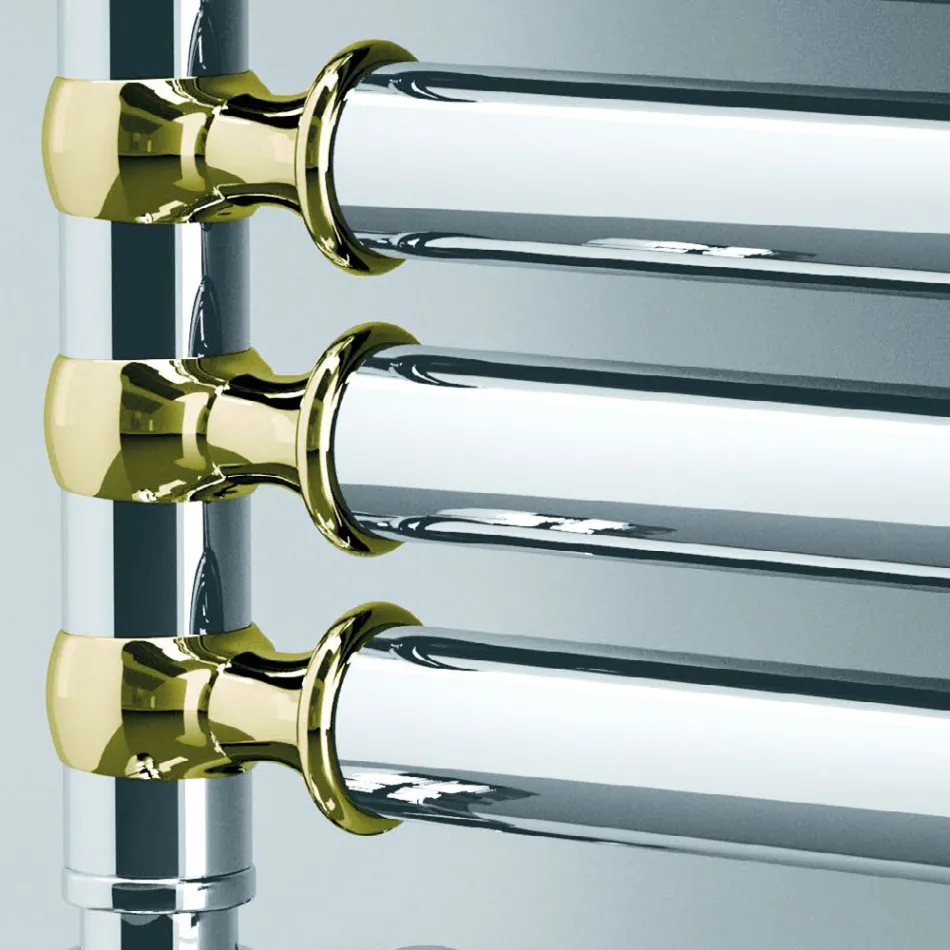 Electric Towel Warmer in Steel Chrome and Gold Finish Made in Italy - Laura Viadurini