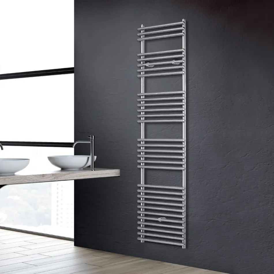 Electric Towel Warmer in Steel Satin Finish Made in Italy - Peel Viadurini