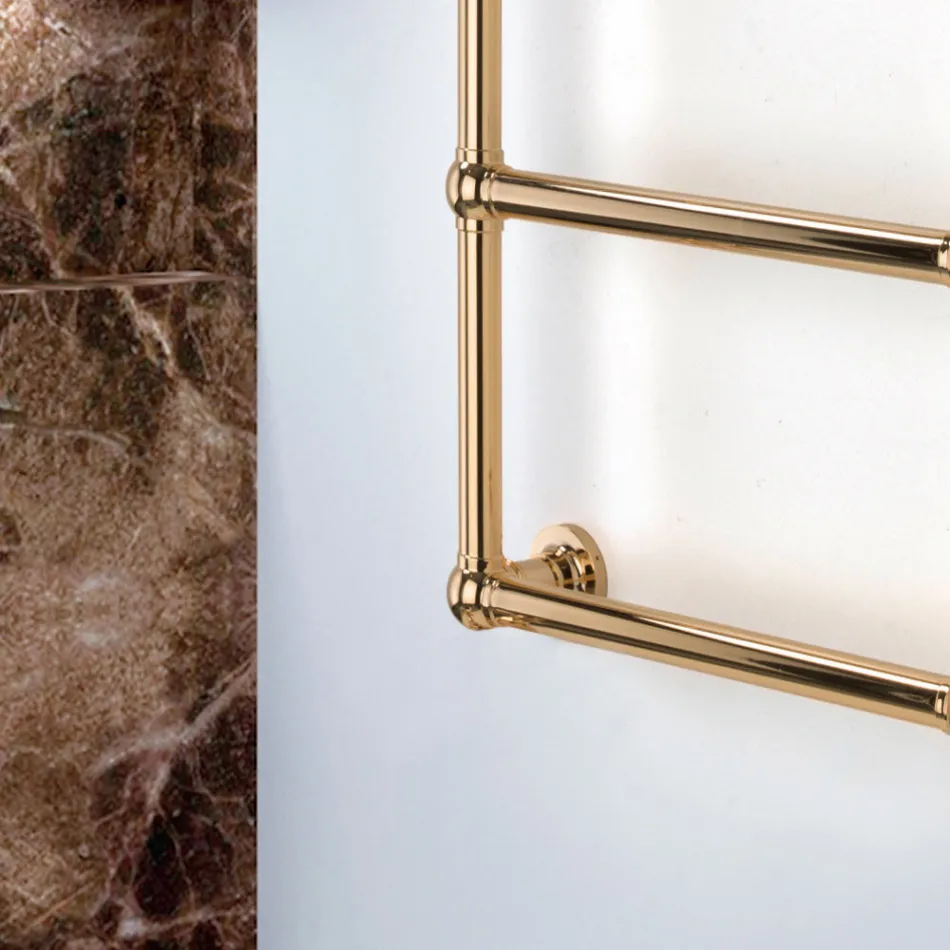 Electric Towel Warmer in Brass with Connection Spheres Made in Italy - Ricotta Viadurini
