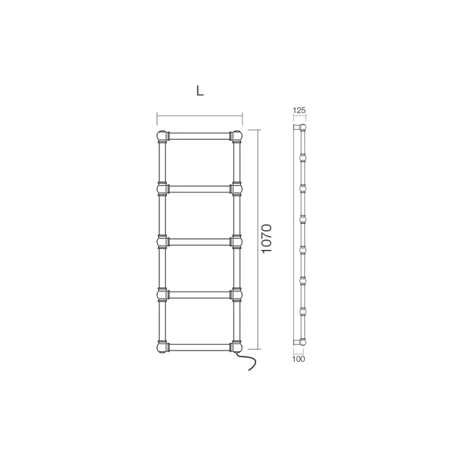 Electric Towel Warmer in Brass with Connection Spheres Made in Italy - Ricotta Viadurini