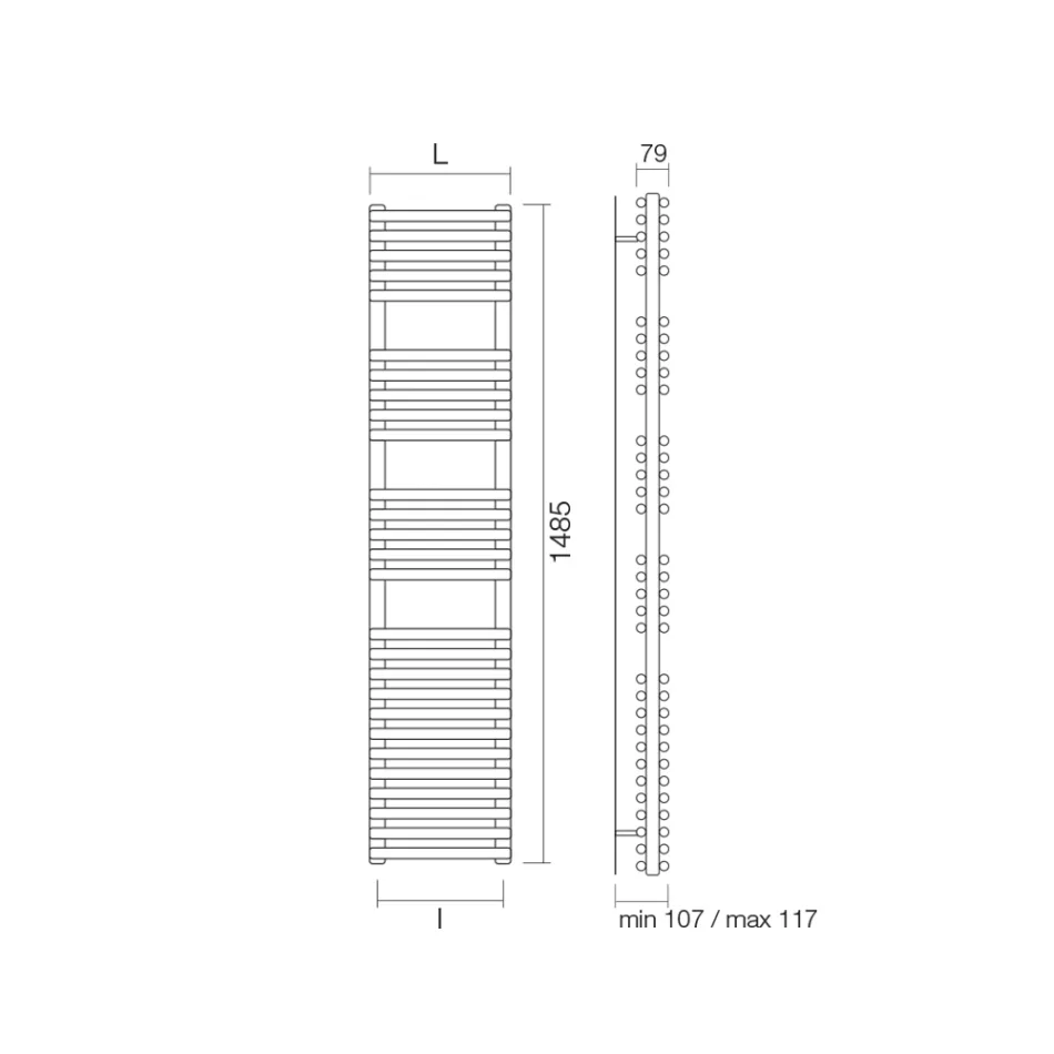 Hydraulic Towel Warmer with 4 Series of Horizontal Elements Made in Italy - Meringue Viadurini