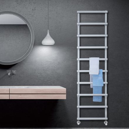 Hydraulic Towel Warmer with Circular Elements Made in Italy - Strawberry Viadurini