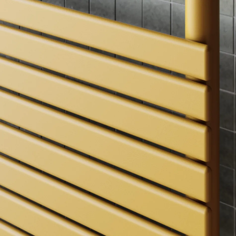 Hydraulic Towel Warmer in Carbon Steel Ochre Made in Italy - Tepore Viadurini
