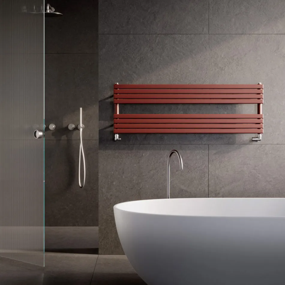 Hydraulic Towel Warmer in Carbon Steel Rust Matt Made in Italy - Fiaccole Viadurini