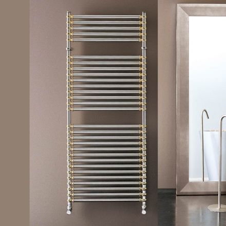 Hydraulic Towel Warmer in Steel Chrome and Gold Finish Made in Italy - Laura Viadurini